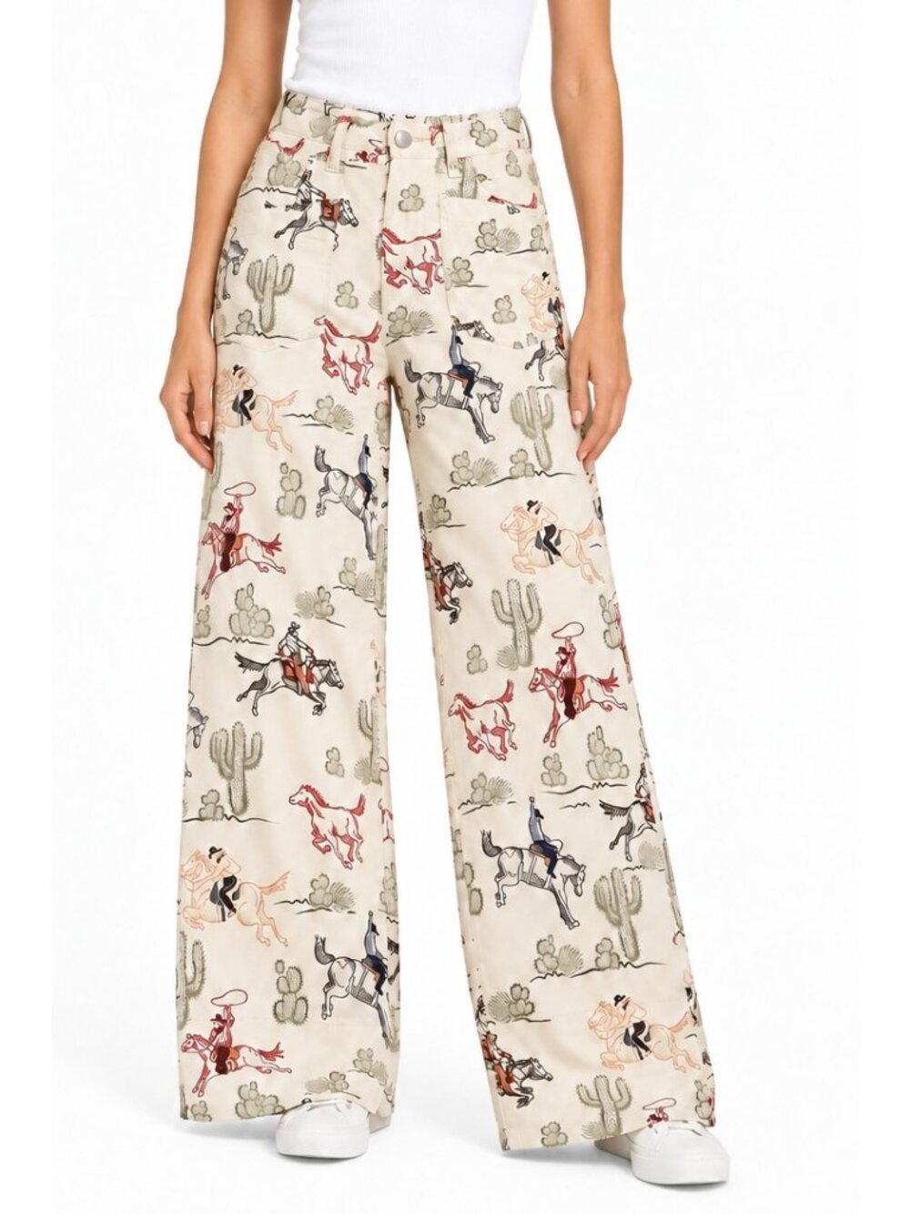 Rodeo Cowboy Straight Leg Jeans Western Cowgirl High Rise Patch Pocket Pants